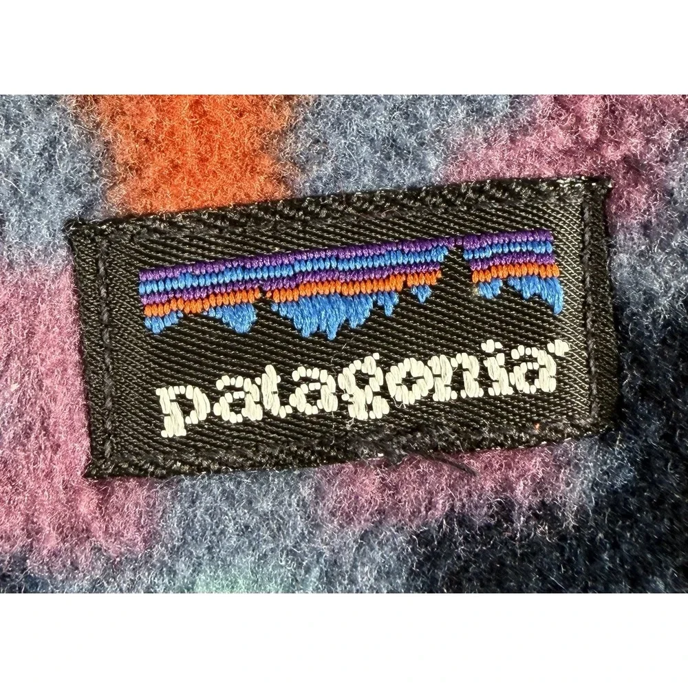 Vintage Patagonia Kids M Fleece Beanie Multicolor Geometric 100% Polyester